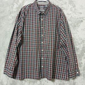Van Heusen Button Up Men Shirt Size 3XL Plaid Never Tuck Long Sleeve Casual